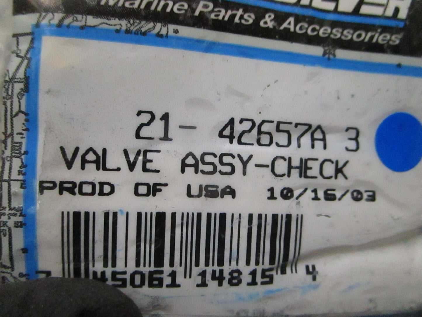 *NEW OEM* (LOT OF 2) 0720 Mercury Quicksilver Check Valve Assembly 21-42657A3