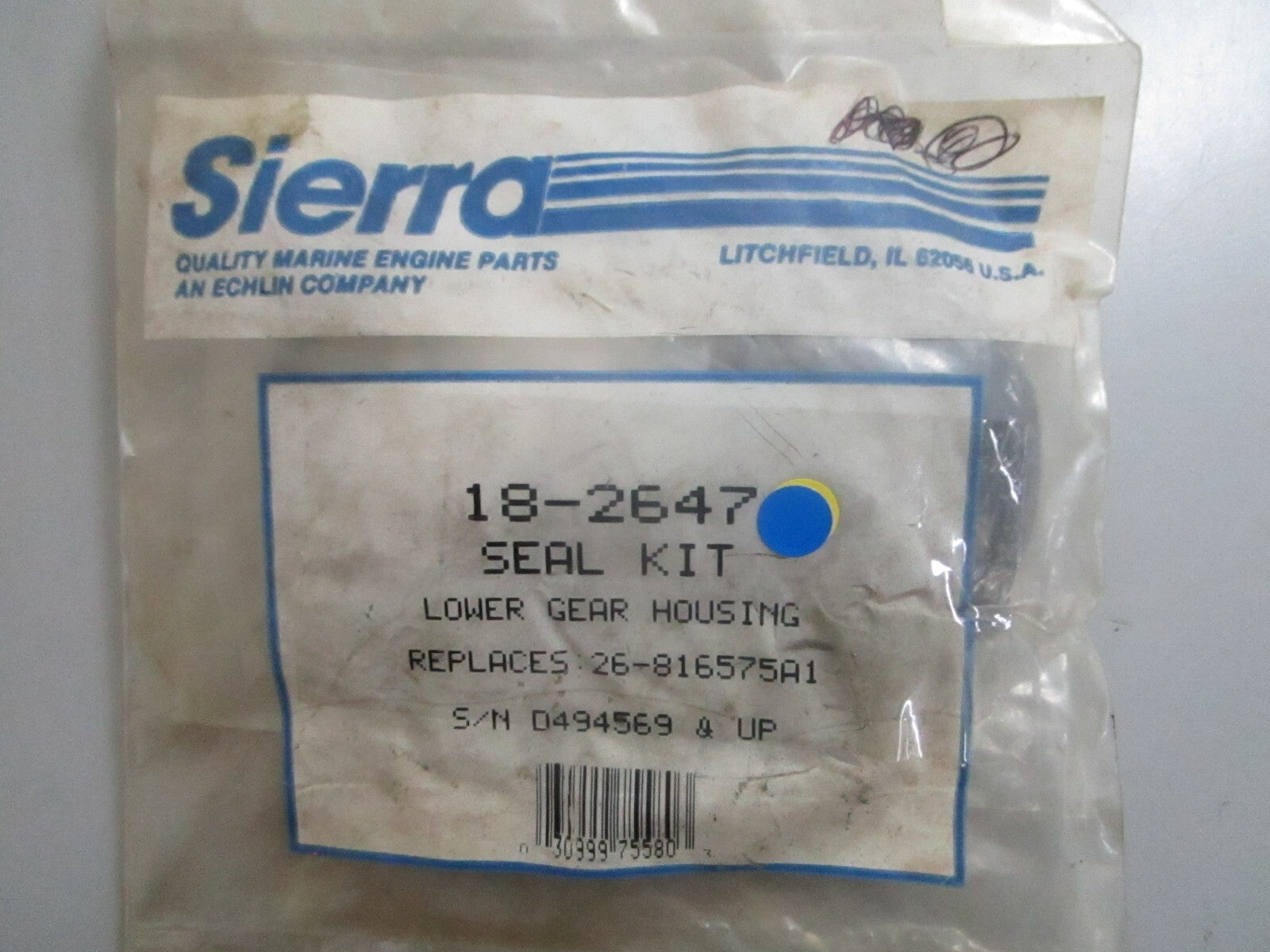 *NEW* 0820 Sierra Seal Kit 18-2647 Replaces: 26-816575A1