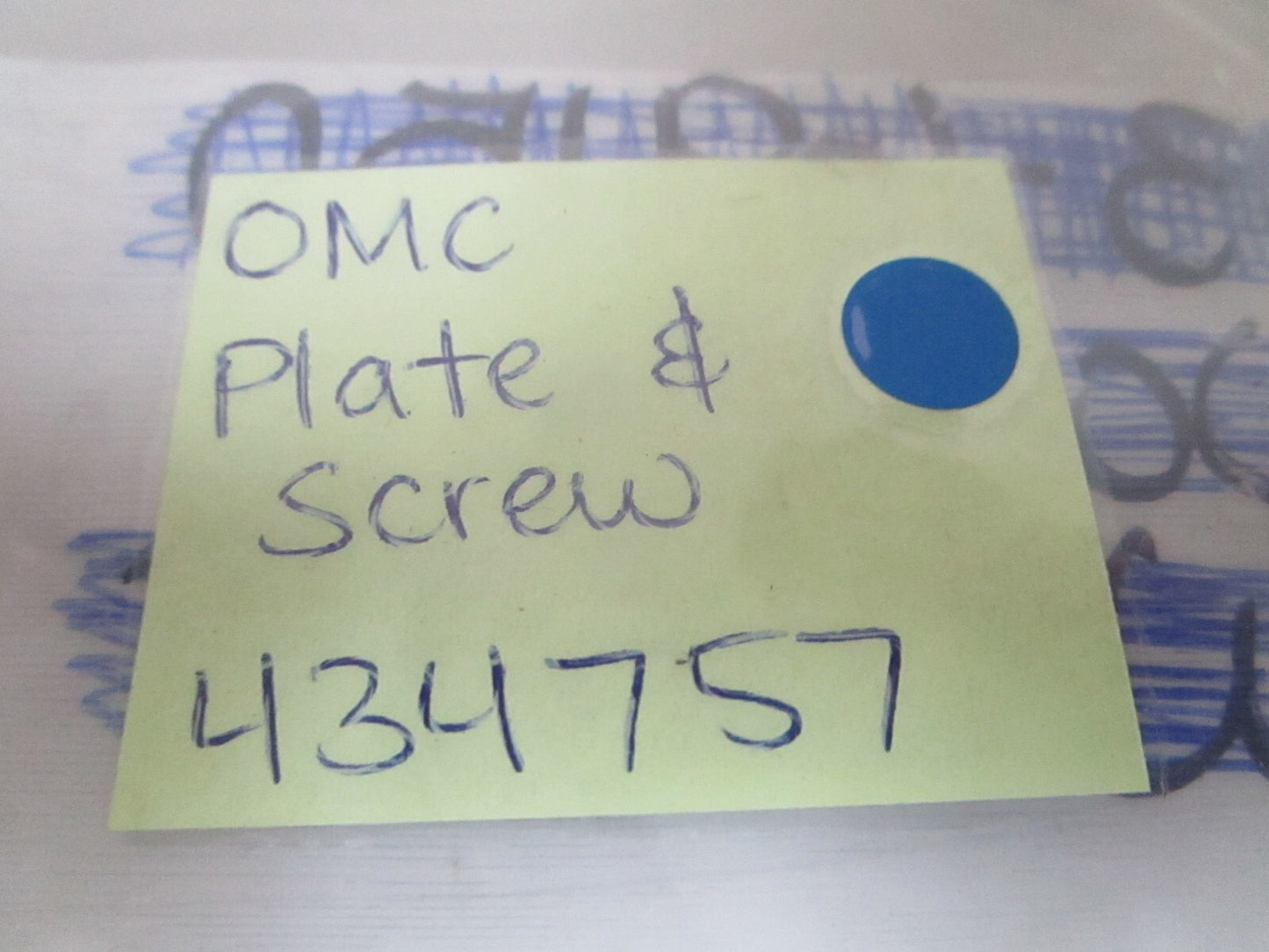 *NEW OEM* 0810 OMC Johnson Evinrude Plate & Screw 434757 0434757