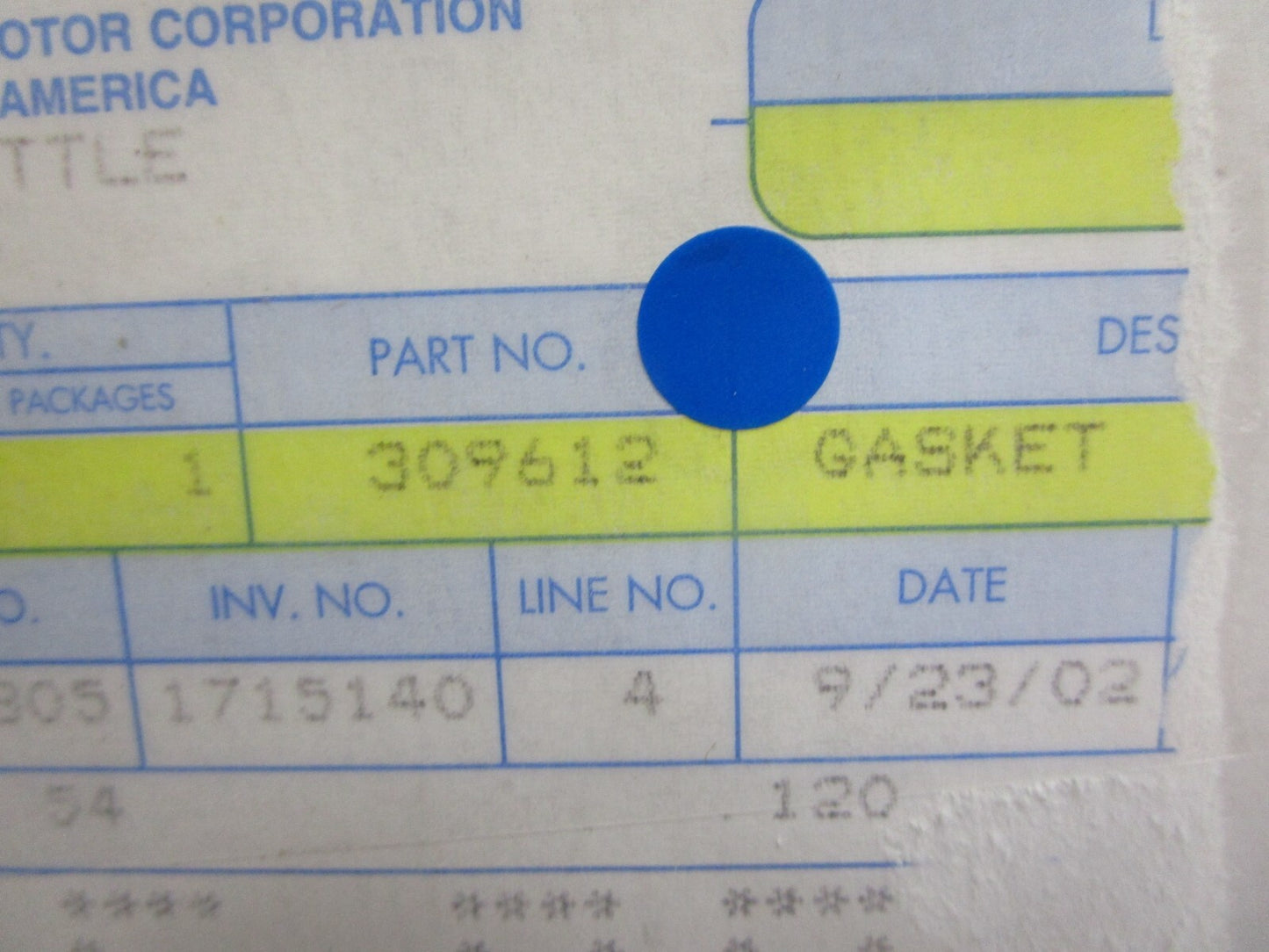 *NEW OEM* 0810 OMC Johnson Evinrude Gasket 309612 0309612