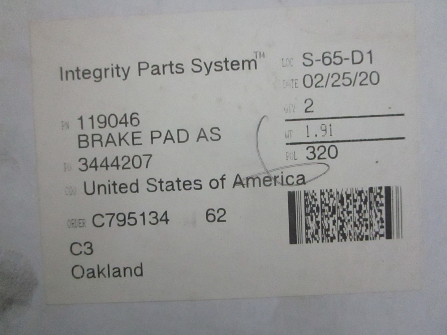 *NEW OEM* 0820 Crown Brake Pad Assy 119046