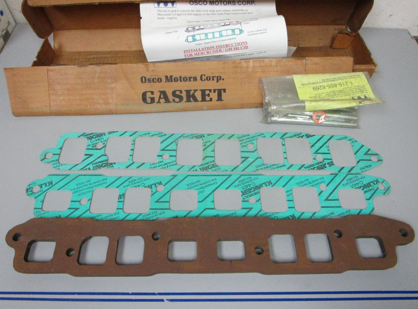 NEW MO4-HOK Replaces: Mercruiser 2.5 3.0 GM 181 CID OSCO Manifold Kit 0720