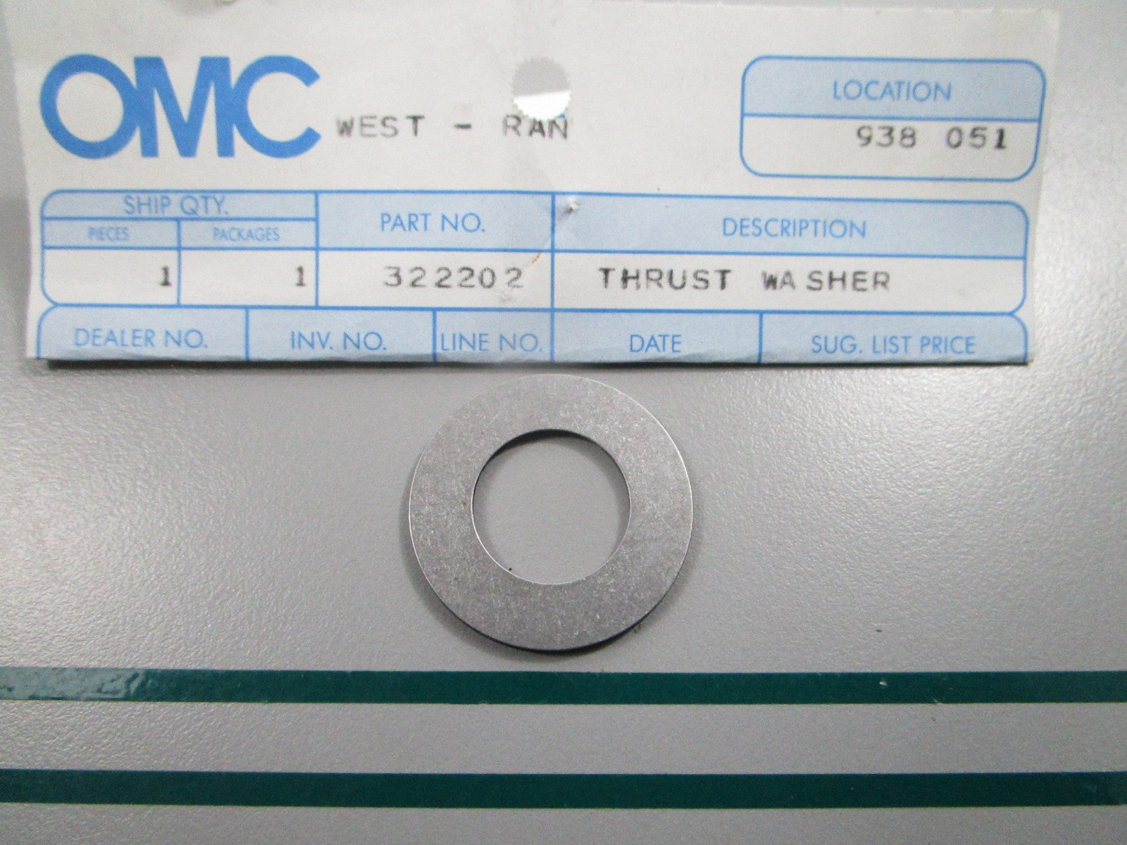 NEW OEM 322202 0322202 OMC Johnson Evinrude Thrust Washer 0810