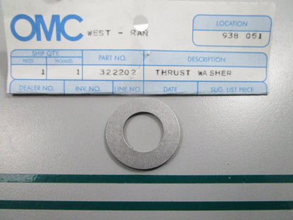 NEW OEM 322202 0322202 OMC Johnson Evinrude Thrust Washer 0810