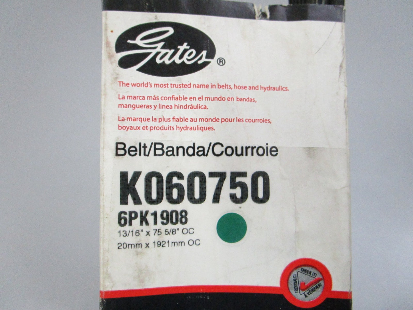 Gates K060750 Micro-V Serpentine Belt 6-Rib 75.08in NEW 0810