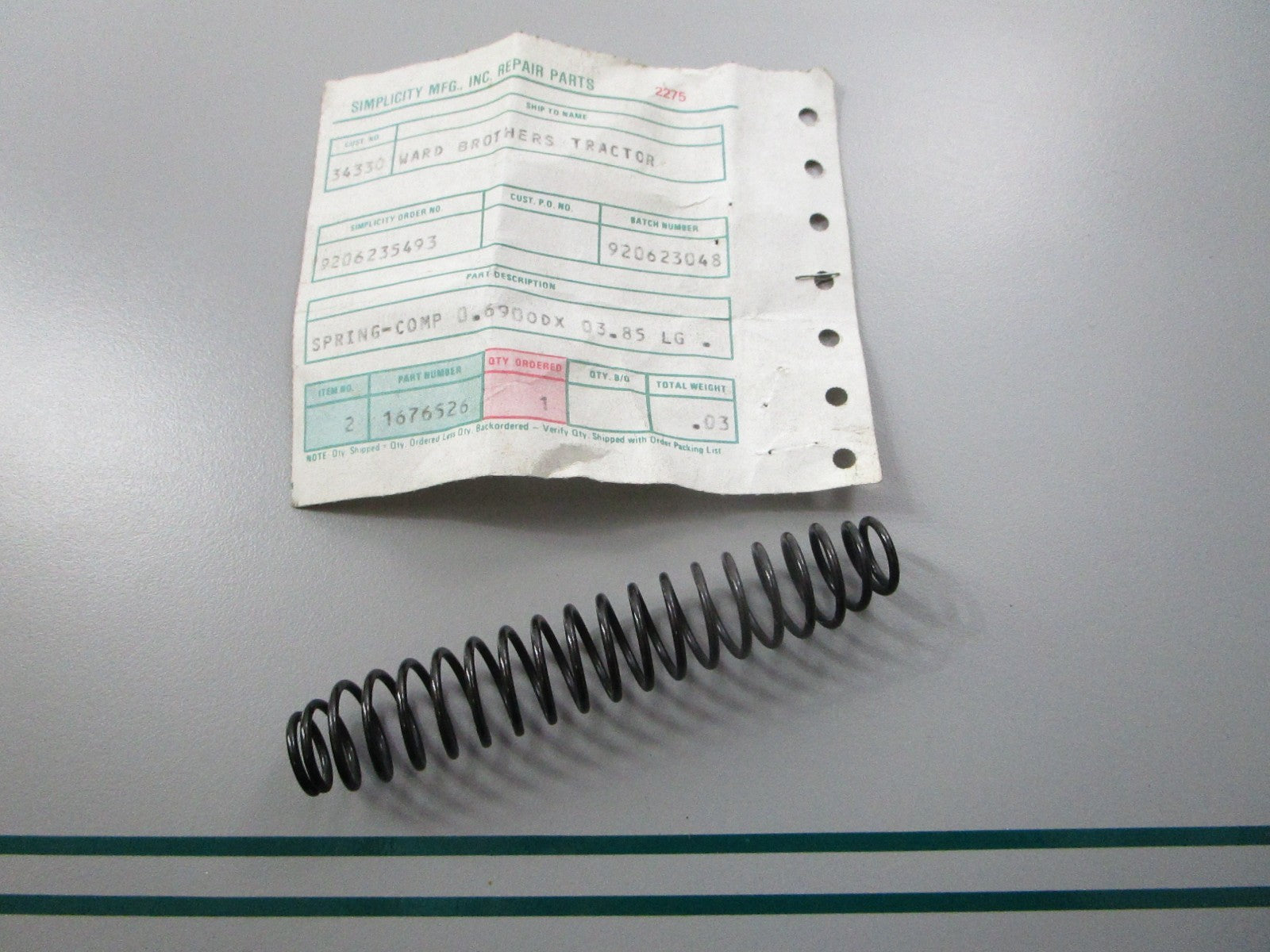 NEW OEM 1676526 Simplicity Spring 0810