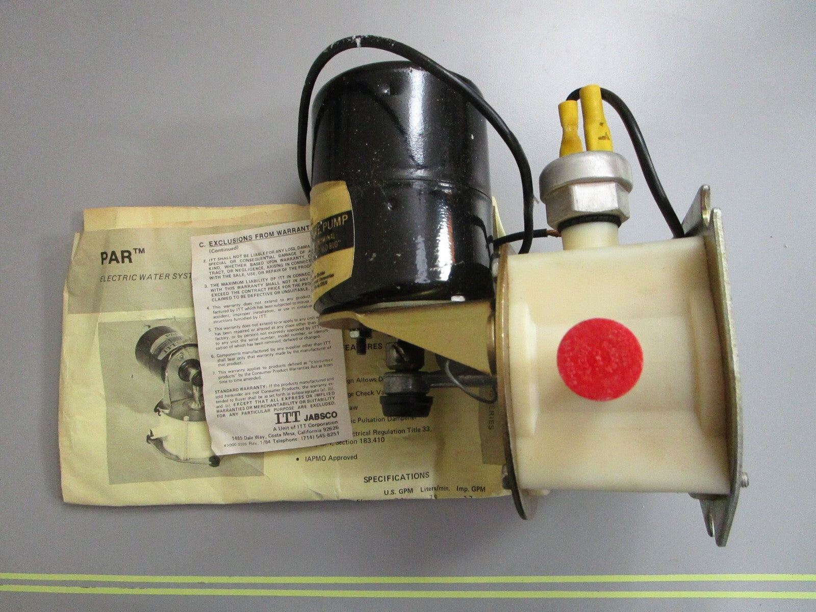 *NEW* 0820 Jabsco PAR Water System Pump 37215-1000