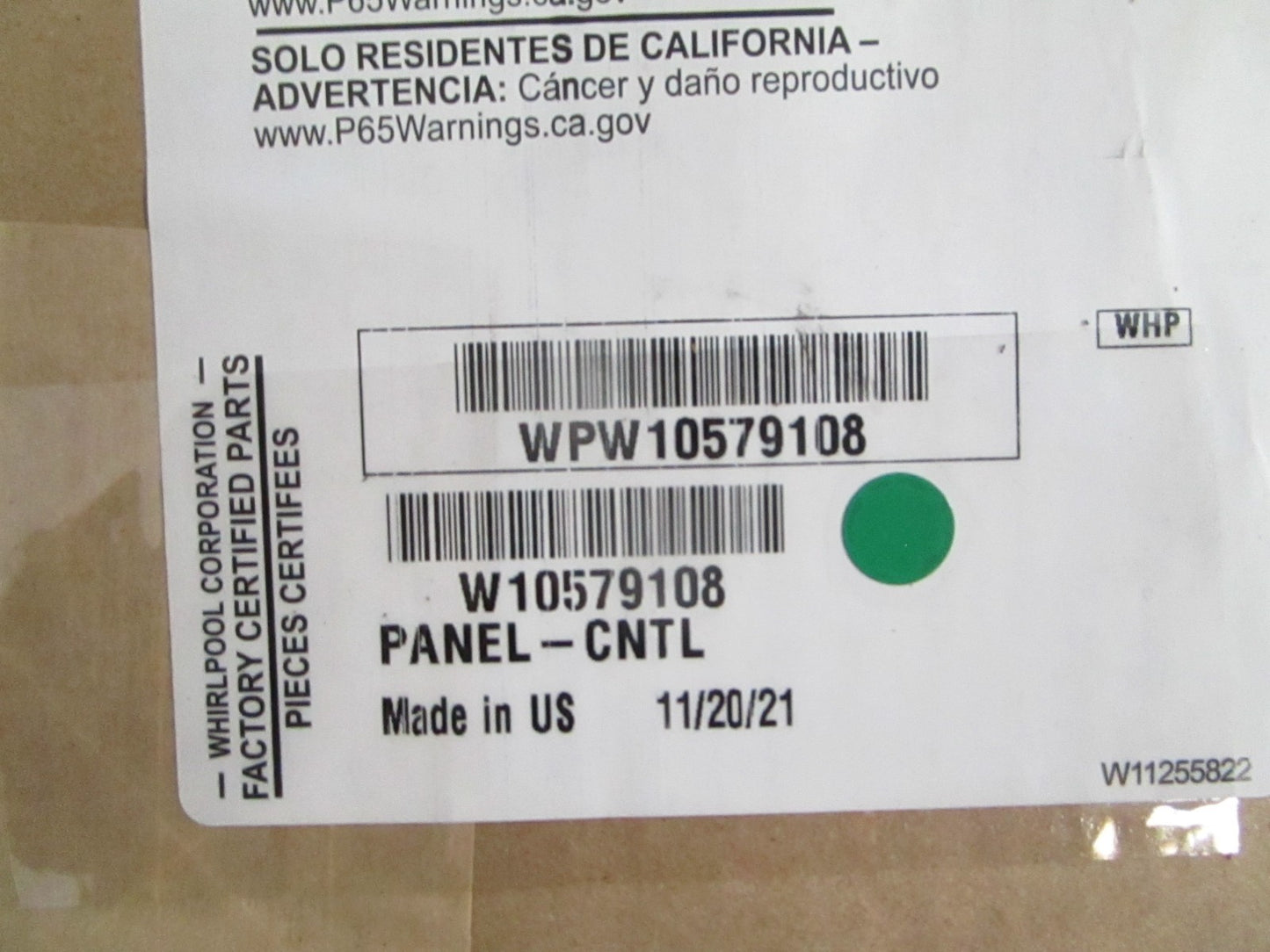 NEW OEM W10579108 WPW10579108 Whirlpool Control Board 0820