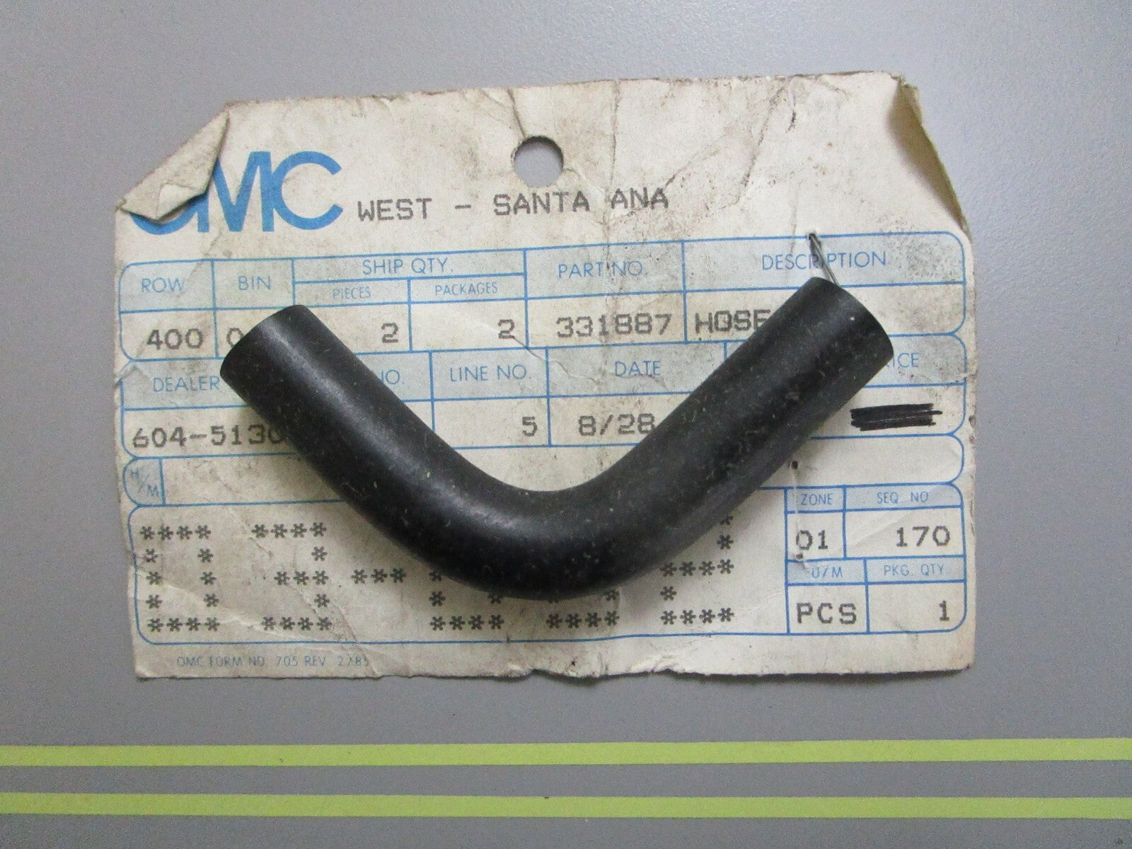 *NEW OEM* 0810 OMC Johnson Evinrude Hose 331887 0331887