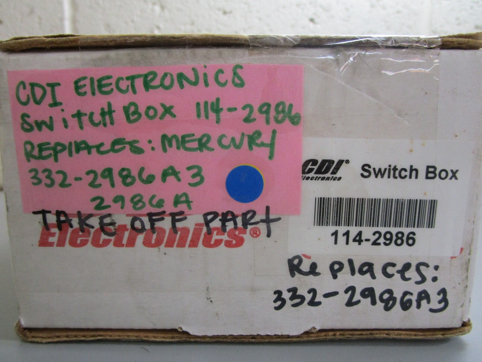 *NEW* 0820 CDI Electronics Switch Box 114-2986 Replaces: Mercury 332-2986A3