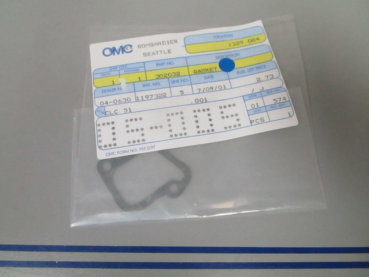 *NEW OEM* 0810 OMC Johnson Evinrude Gasket 302032 0302032