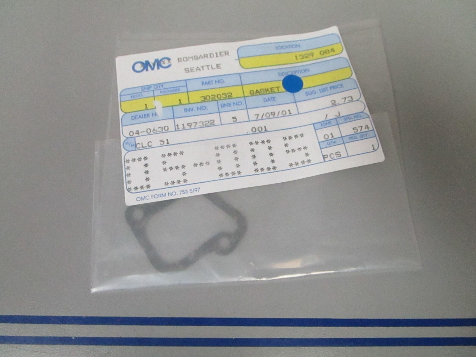 *NEW OEM* 0810 OMC Johnson Evinrude Gasket 302032 0302032