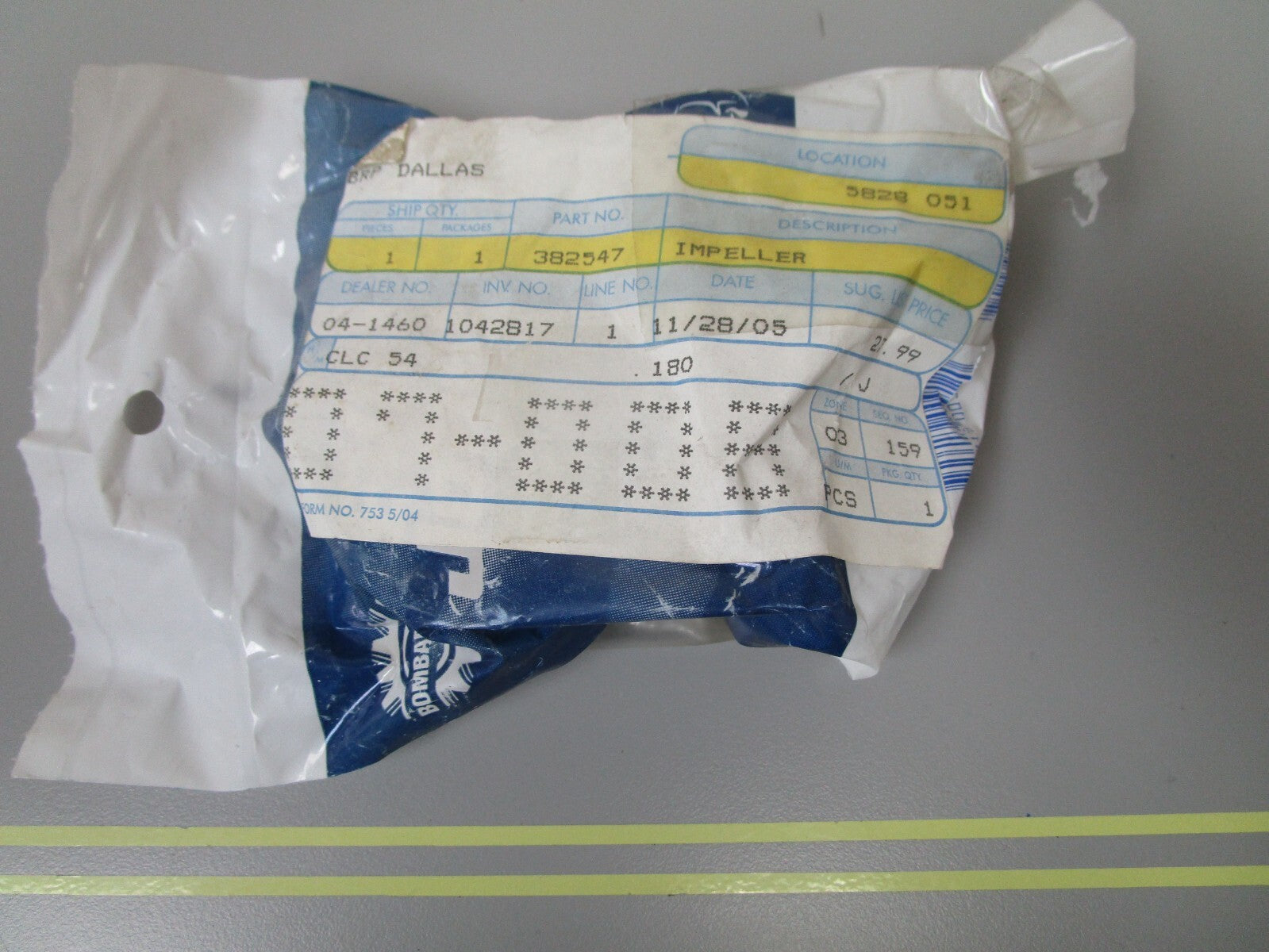 *NEW OEM* 0810 OMC Johnson Evinrude Impeller 382547 0382547