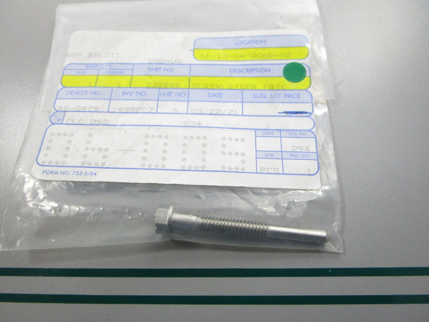 NEW OEM 332945 0332945 OMC Johnson Evinrude Screw Steering Friction 0810
