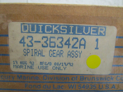 *NEW OEM* 0820 Mercury Quicksilver Spiral Gear Assy 43-36342A 1