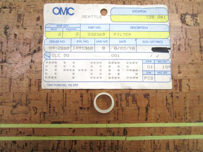 *NEW OEM* 0750 OMC Johnson Evinrude FILTER 332365 0332365