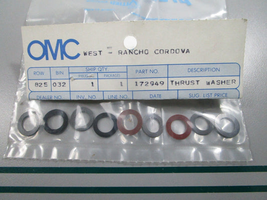 NEW OEM 172949 0172949 OMC Johnson Evinrude Thrust Washer Set 0810