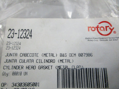 NEW 23-12324 Replaces: 807986 Rotary Cylinder Head Gasket 0810