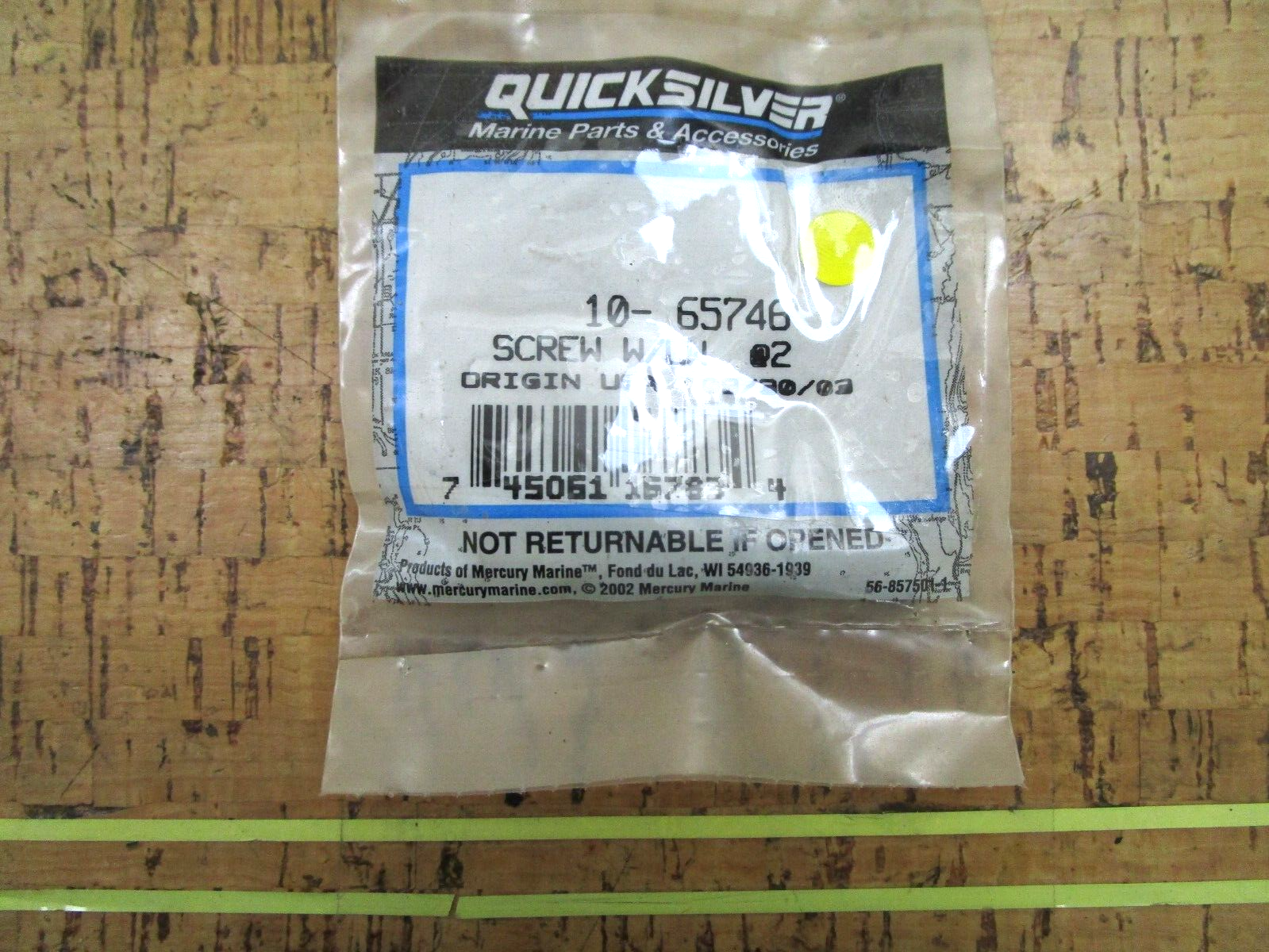 *NEW OEM* (LOT OF 2) 0750 Mercury Quicksilver SCREW W/LW 10-65746