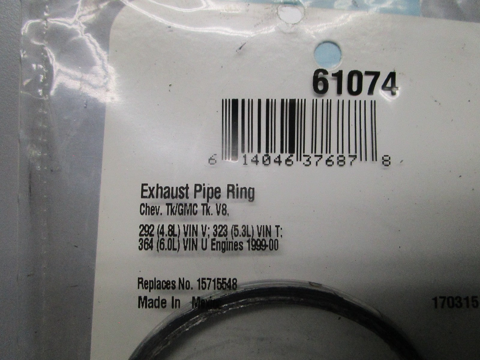 *NEW* 0810 Fel-Pro Exhaust Pipe Ring 61074 Replaces: 15715548
