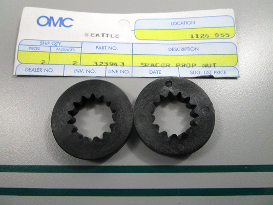 NEW OEM (LOT OF 2) 323943 0323943  OMC Johnson Evinrude Prop Nut Spacer 0810