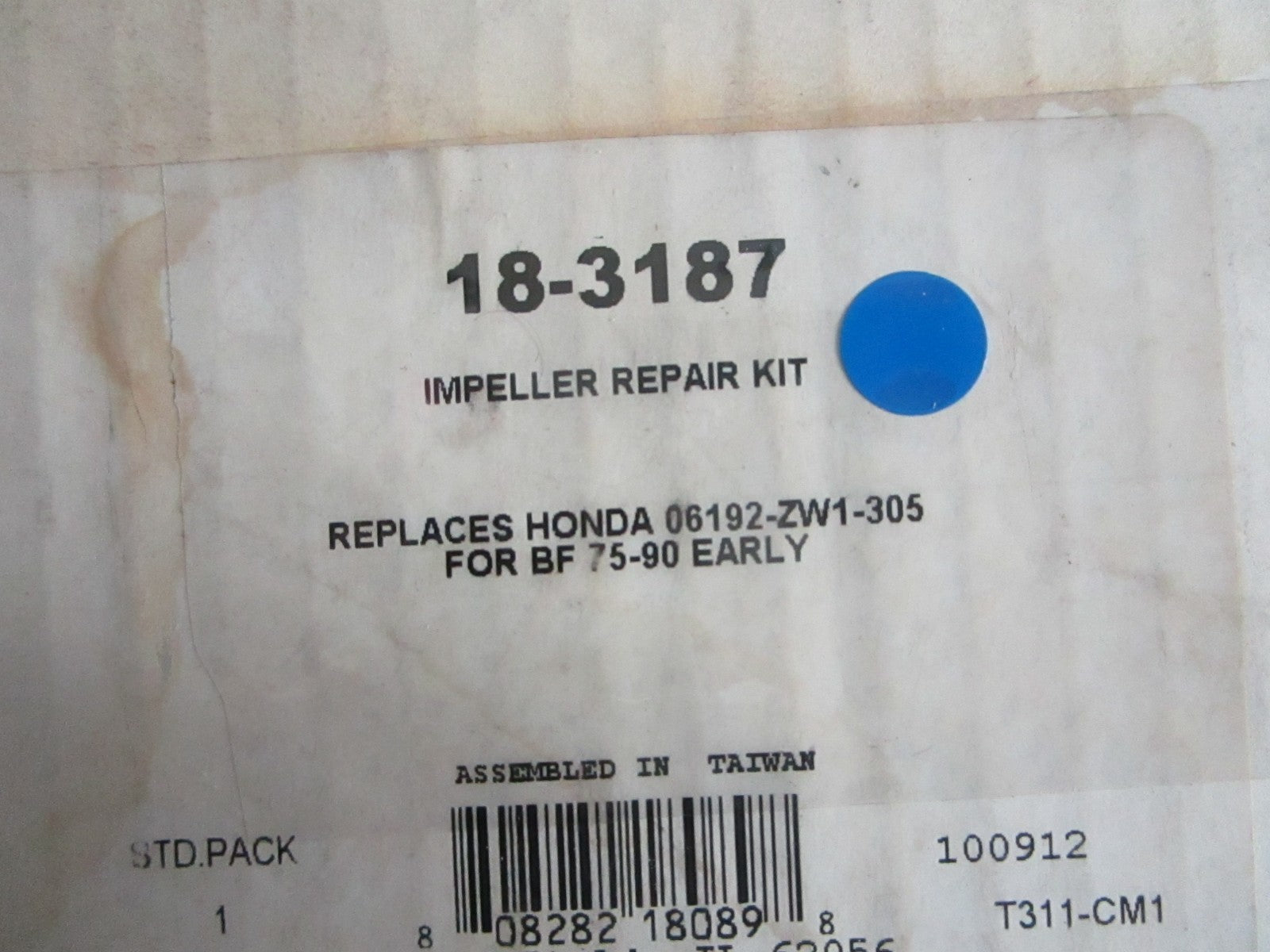 NEW 18-3187 Sierra Impeller Repair Kit Rep: 06192-ZW1-305 Honda 0820