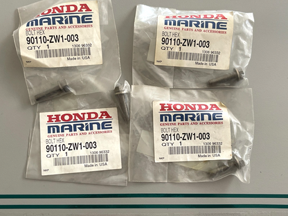 NEW OEM (LOT OF 4) 90110-ZW1-003 Honda Hex Bolt 0810