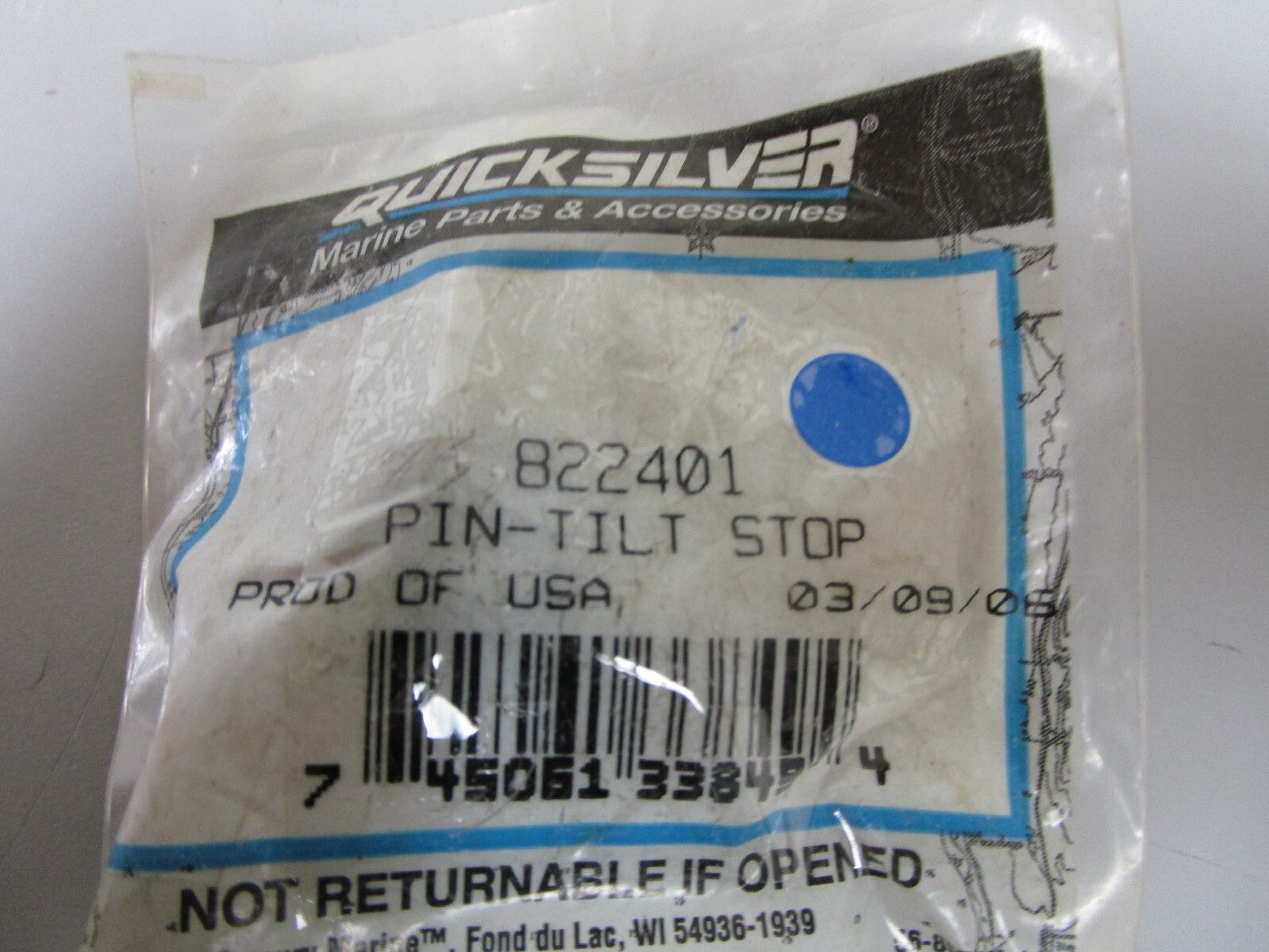 *NEW OEM* 0720 Mercury Quicksilver Tilt Stop Pin 822401