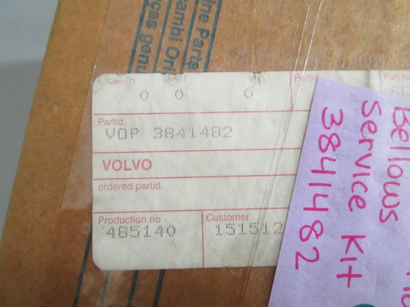 NEW OEM 3841482 Volvo Penta Bellows Service Kit 0820