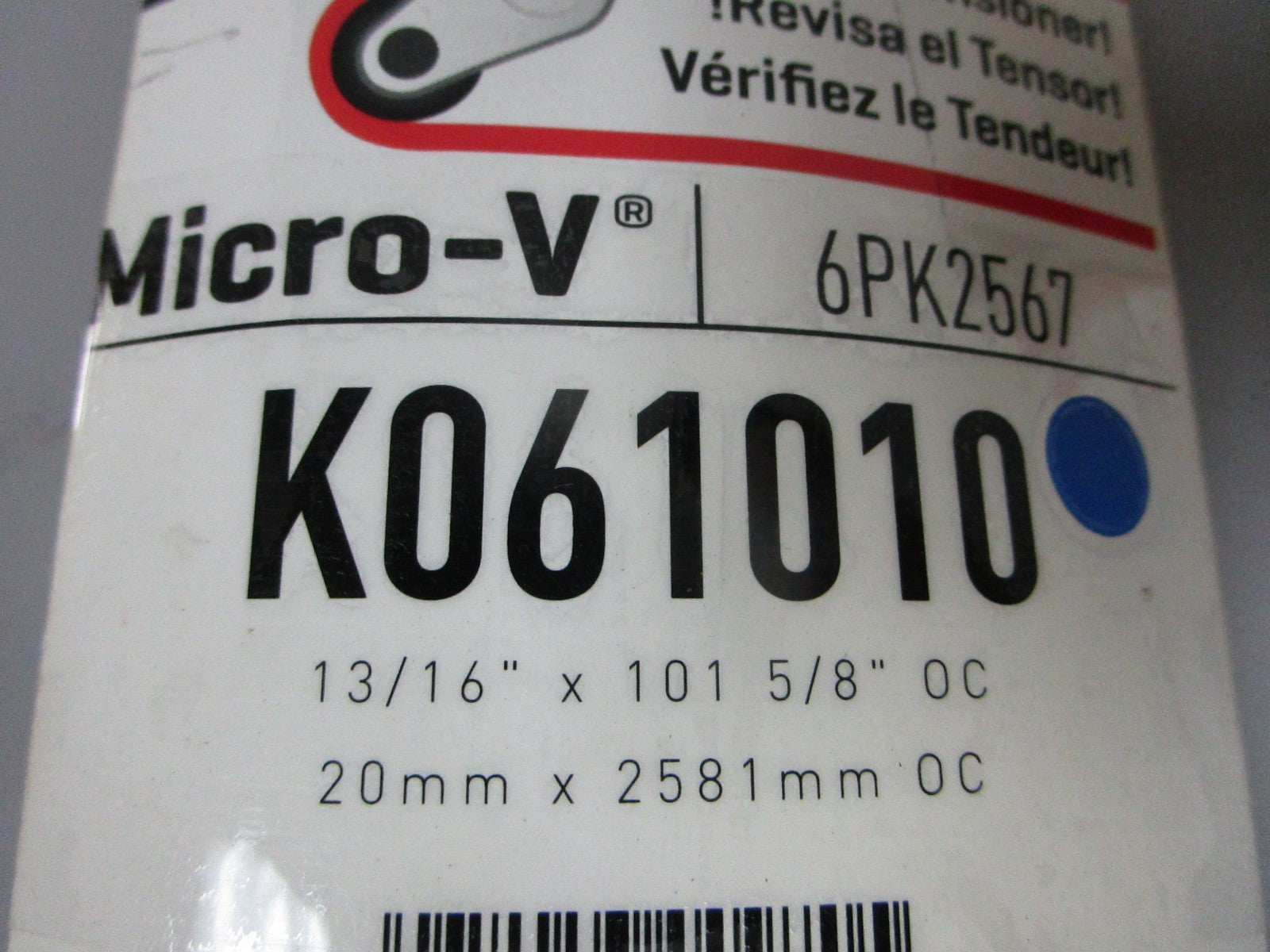 NEW K061010 Gates Micro-V 13/16" x 101 ⅝" Serpentine Belt 0720