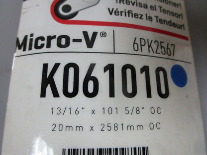 NEW K061010 Gates Micro-V 13/16" x 101 ⅝" Serpentine Belt 0720