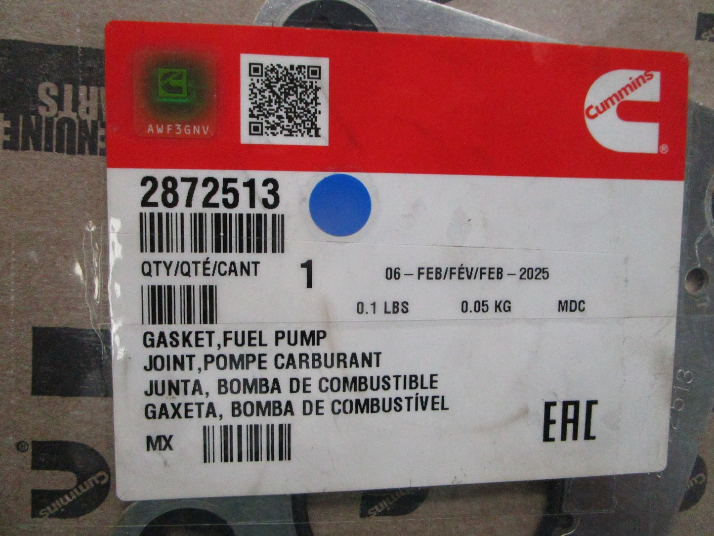 *NEW OEM* 0810 Cummins Fuel Pump Gasket 2872513