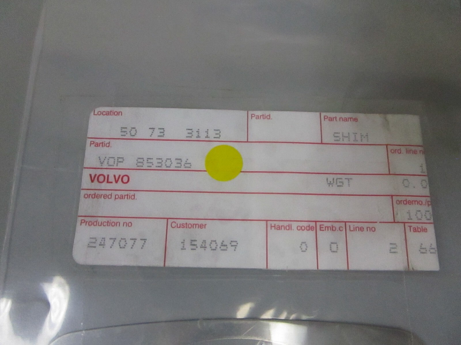 *NEW OEM* 0810 Volvo Penta Shim 853036