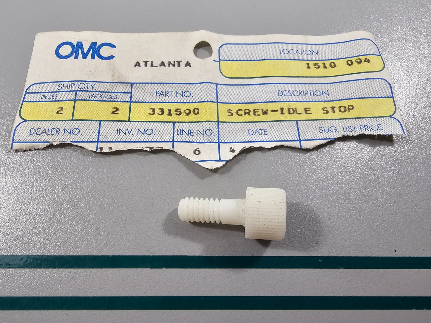 NEW OEM 331590 0331590 OMC Johnson Evinrude Idle Stop Screw 0810