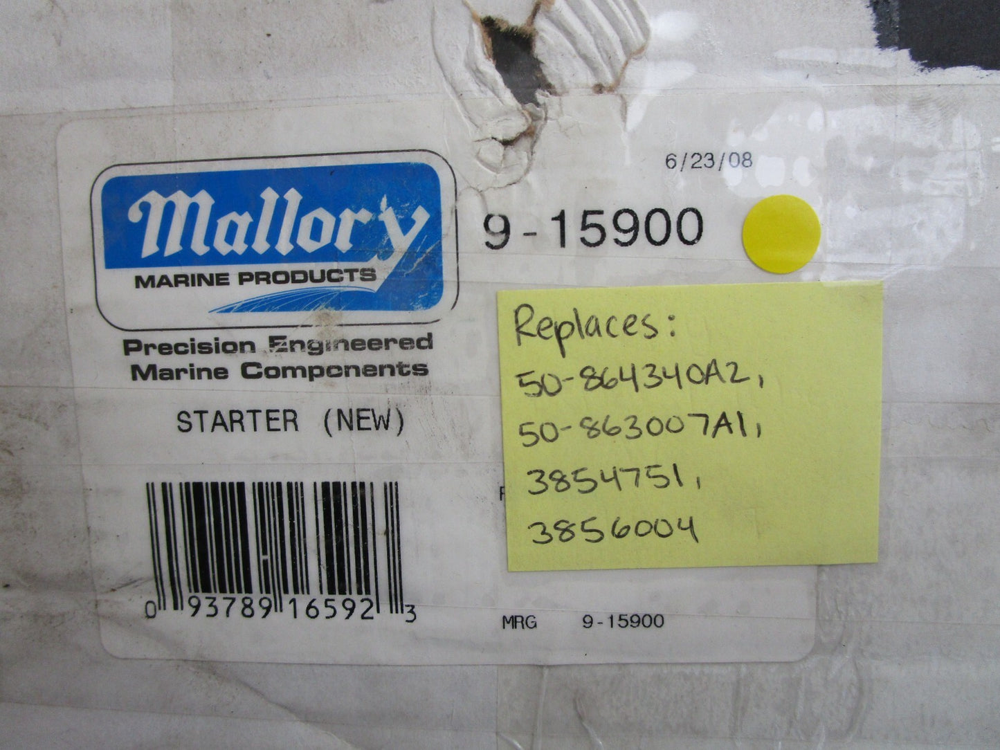 *NEW* 0820 Mallory Starter 9-15900 Replaces: 50-864340A2, 50-863007A1, 3854751