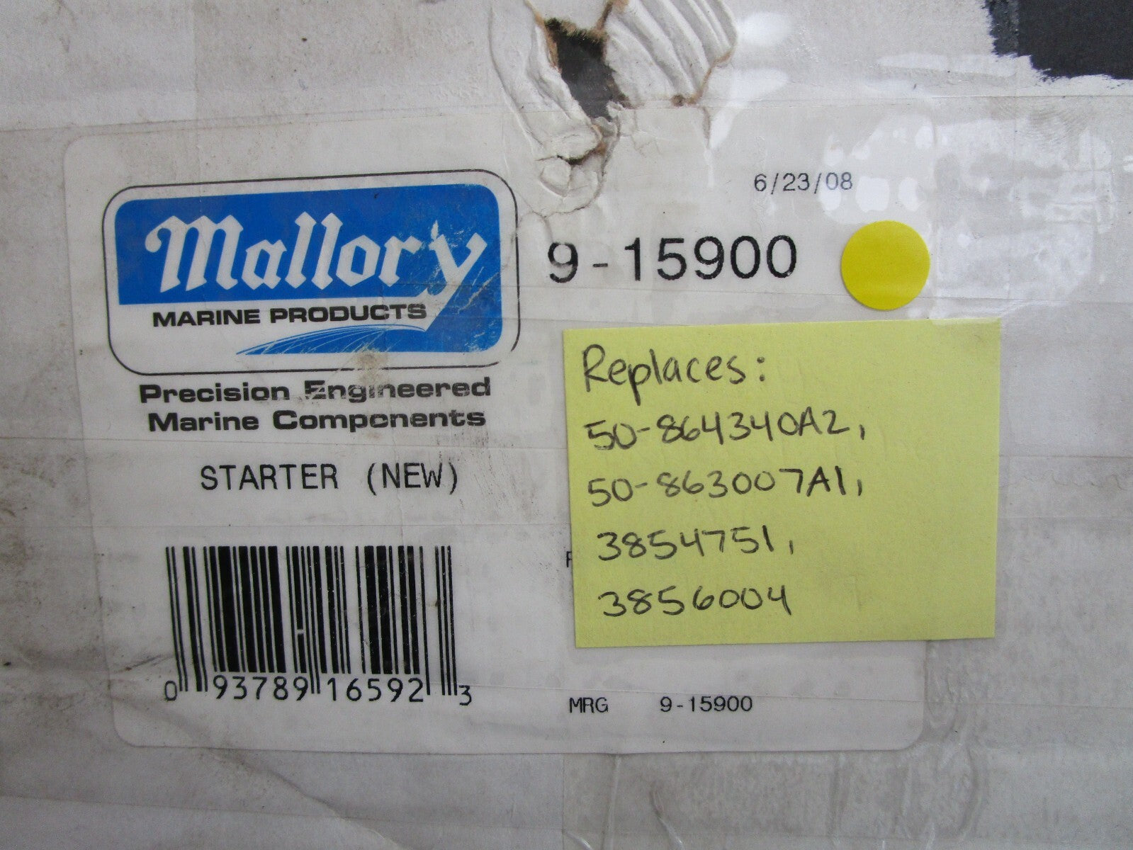 *NEW* 0820 Mallory Starter 9-15900 Replaces: 50-864340A2, 50-863007A1, 3854751