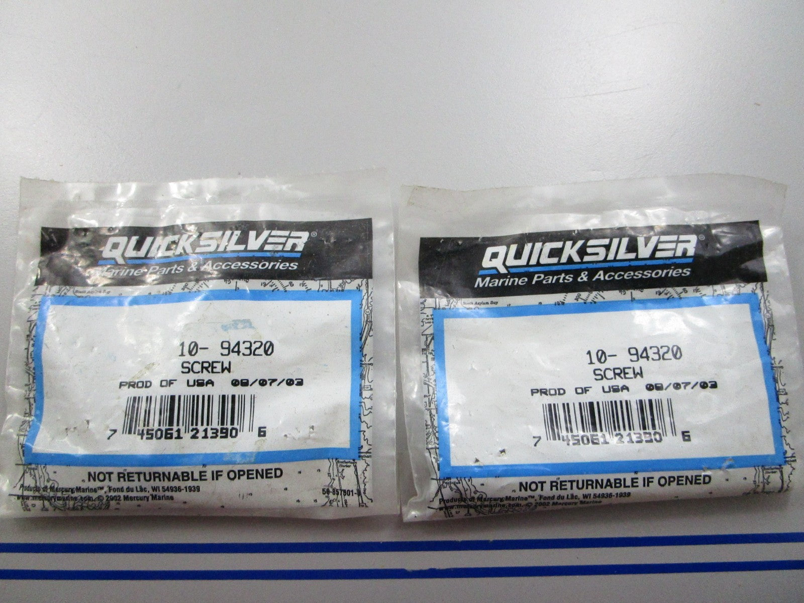 *NEW OEM* (LOT OF 2) 0810 Mercury Quicksilver Screw 10-94320
