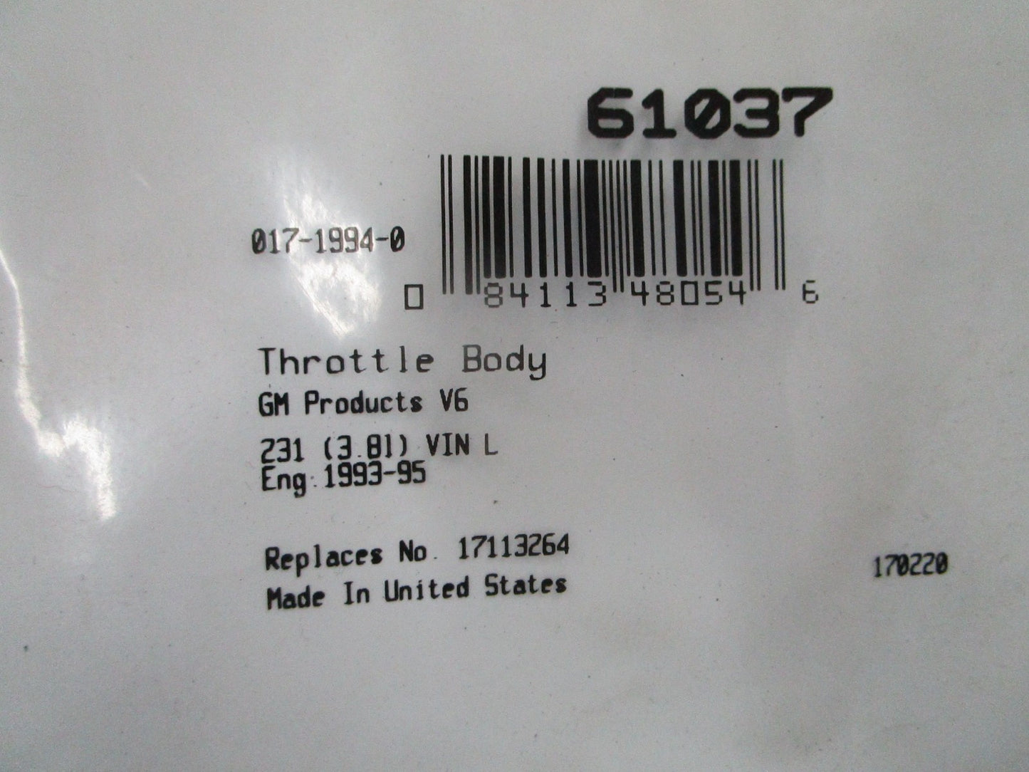 *NEW* 0810 Fel-Pro Throttle Body Gasket 61037