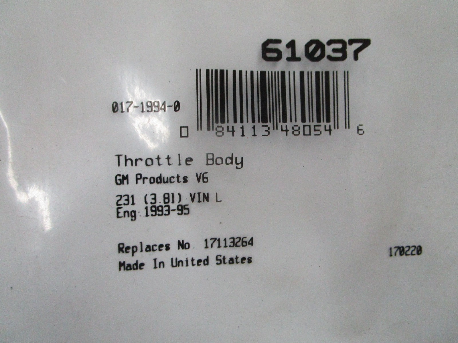 *NEW* 0810 Fel-Pro Throttle Body Gasket 61037