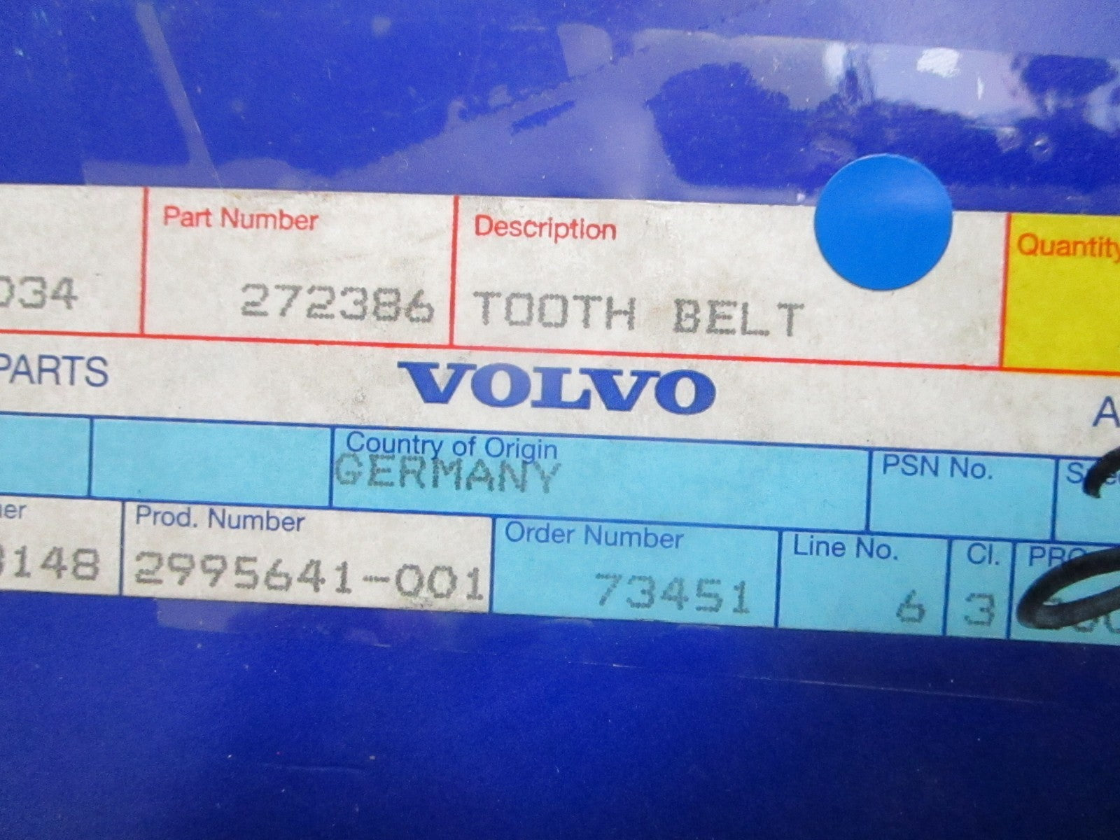 *NEW OEM* 0820 Volvo Penta Tooth Belt 272386
