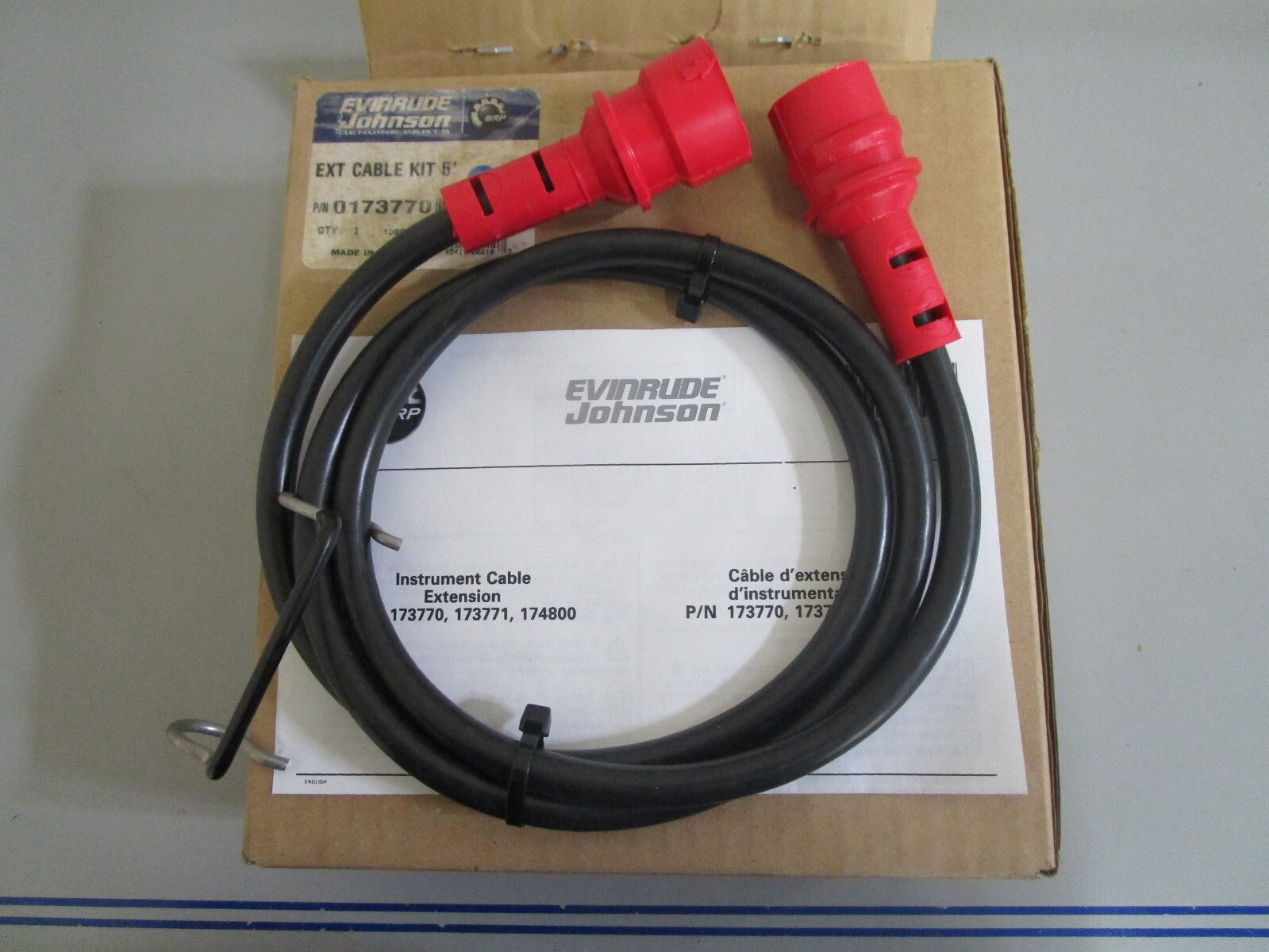 *NEW OEM* 0820 OMC Johnson Evinrude 5' Extension Cable Kit 173770 0173770
