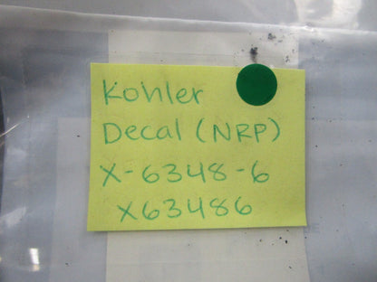 NEW OEM X-6348-6  X63486 Kohler Decal (NEP) 0810