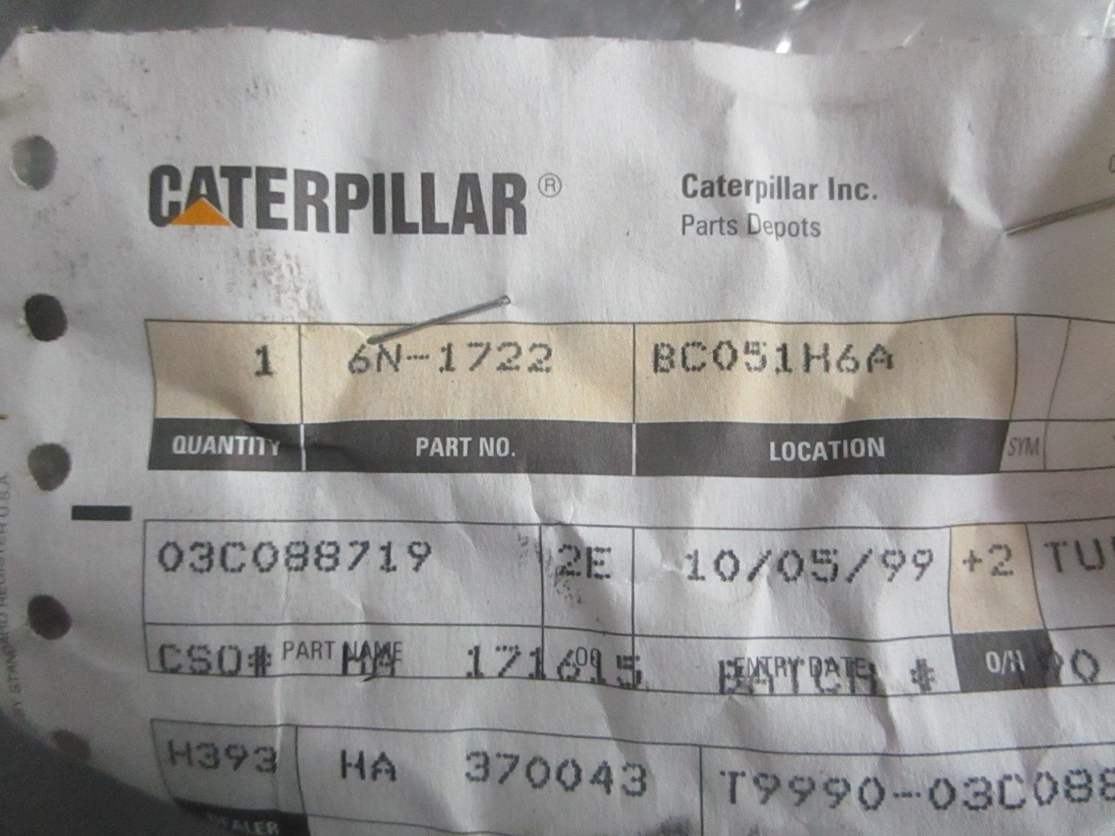 NEW OEM 6N-1722 CAT Tube 0820