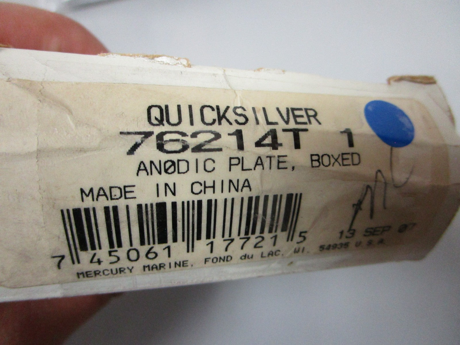 *NEW OEM* 0820 Mercury Quicksilver Boxed Anodic Plate 76214T1