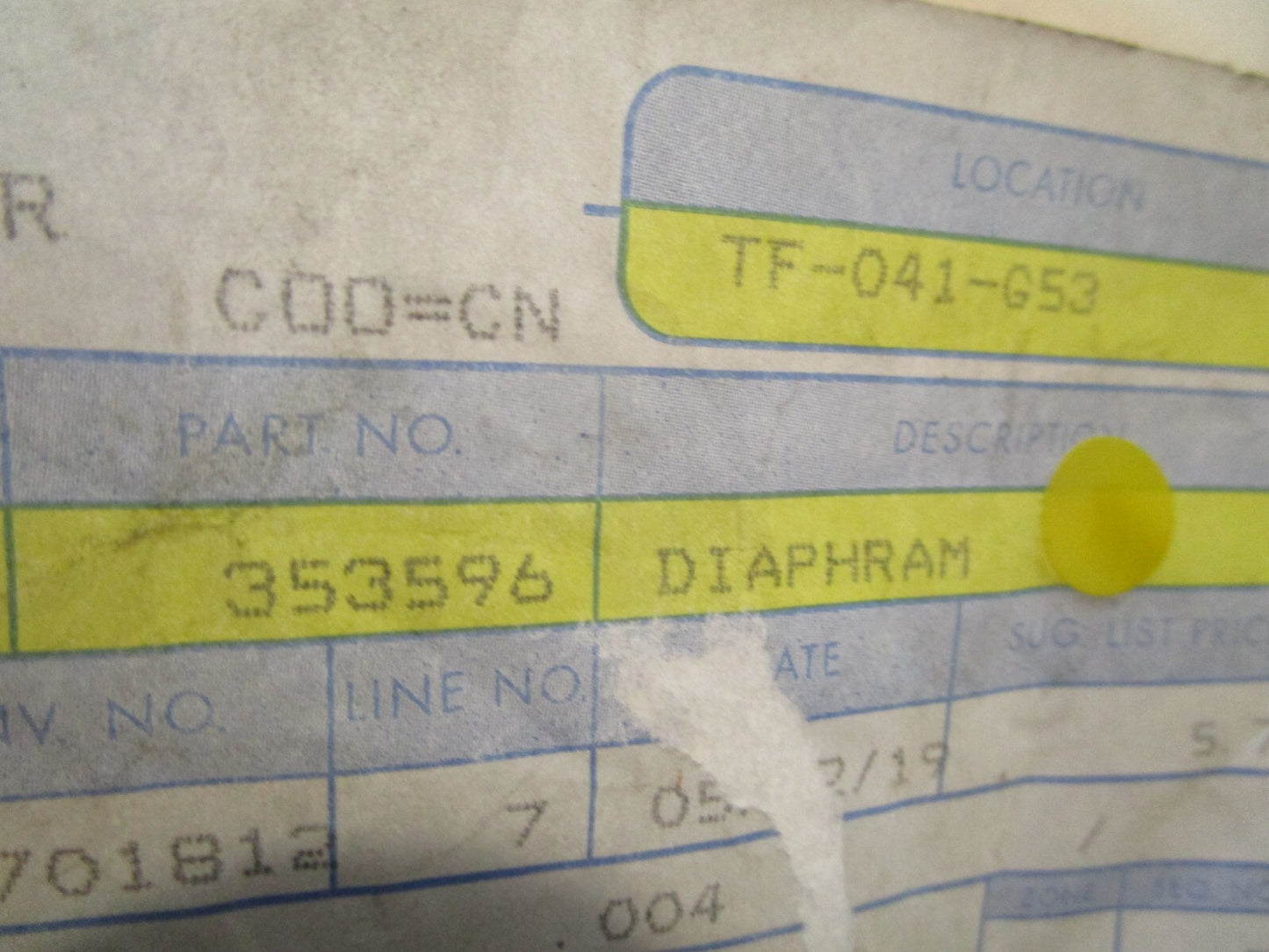 *NEW OEM* 0810 OMC Johnson Evinrude Diaphram 353596 0353596