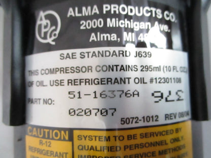 NEW 51-16376A 7511246 Alma Compressor Rep: 0002304911 Mercedes-Benz 0820