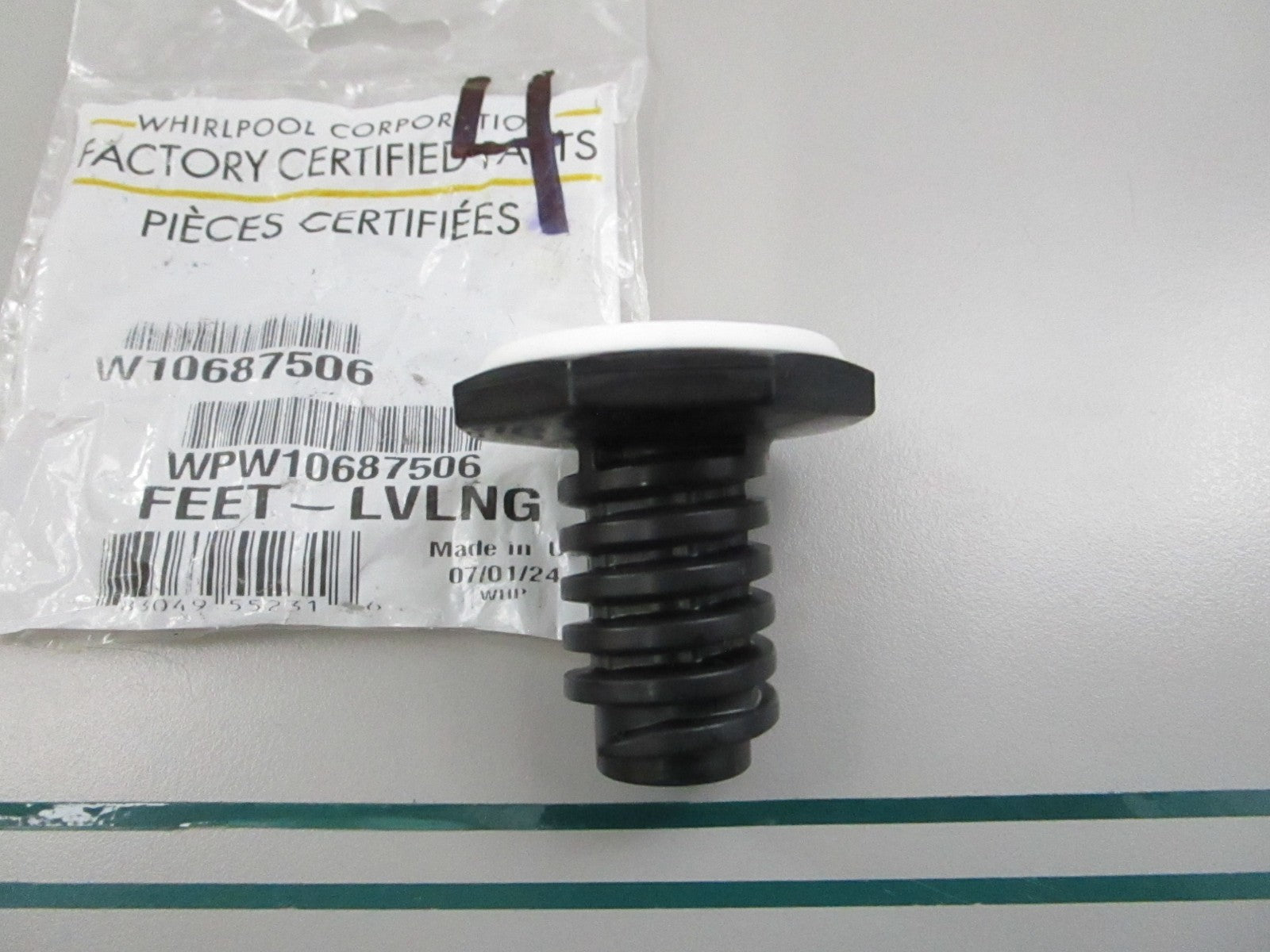 Whirlpool NEW OEM Washer Leveling Leg Foot WPW10687506 Maytag Amana NOS 0810