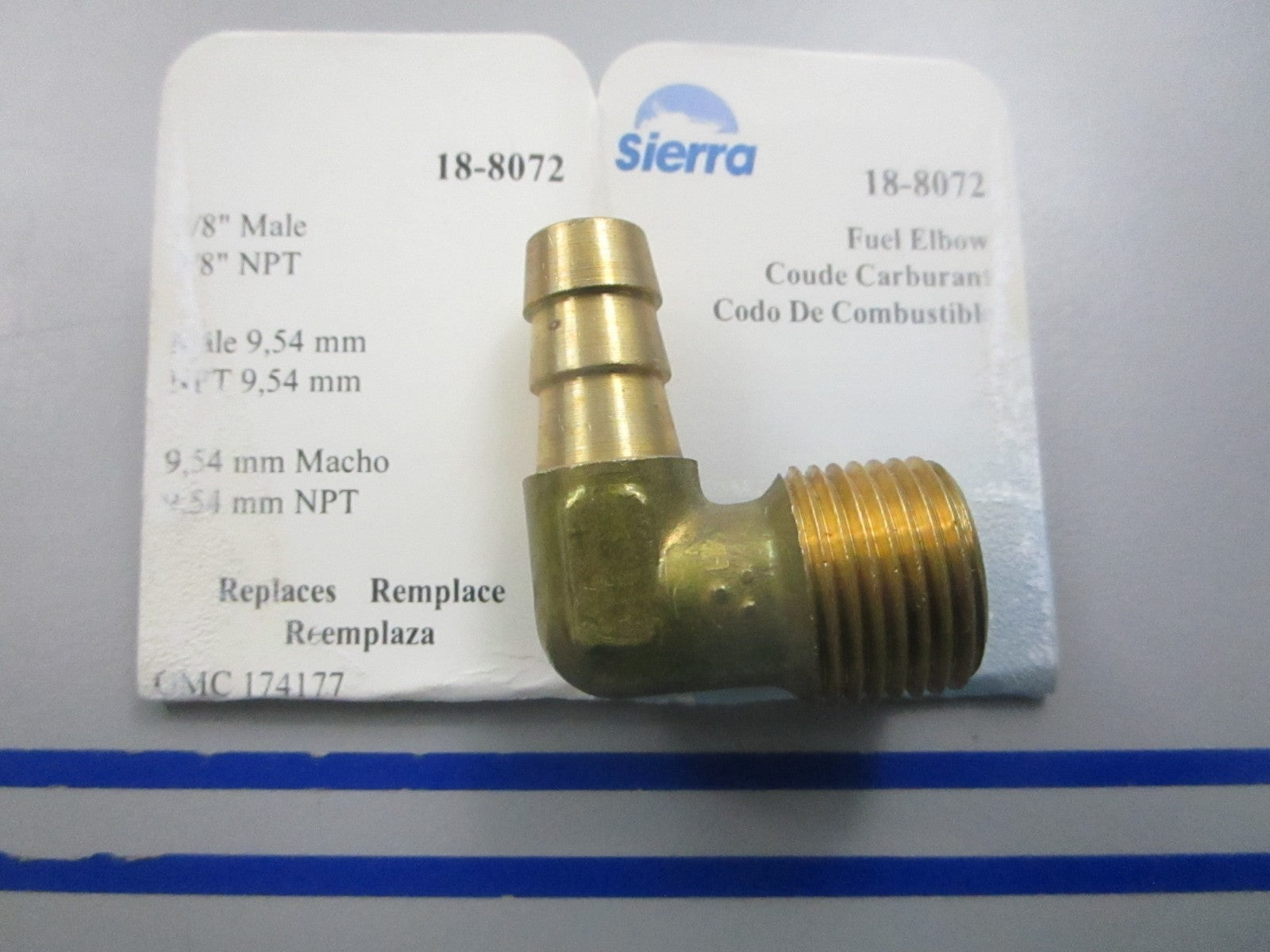 NEW 18-8072 Replaces: OMC 174177 0174177 Sierra Fuel Elbow 0810
