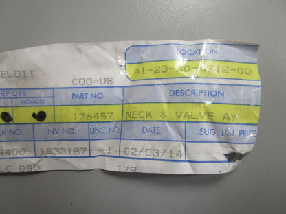 *NEW OEM* 0820 OMC Johnson Evinrude Neck & Valve Ay 176457 0176457