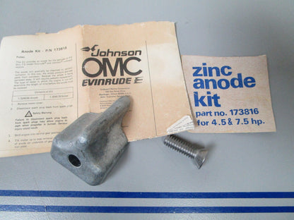 *NEW OEM* 0810 OMC Johnson Evinrude Zinc Anode Kit 173816 0173816